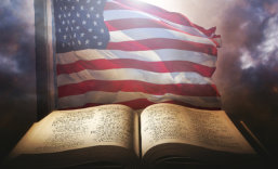 bible with US flag
